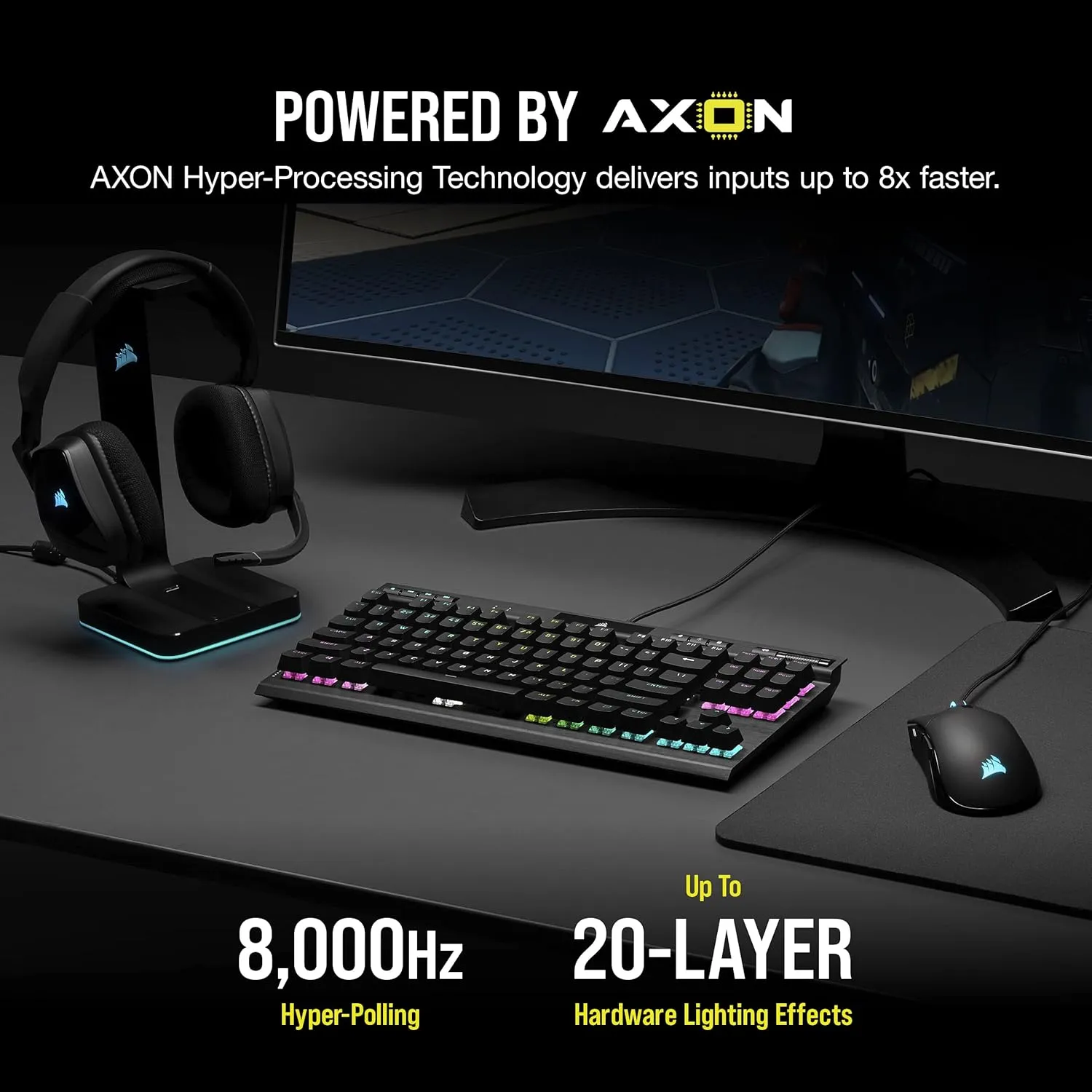 [12月聖誕優惠] Corsair K70 RGB TKL CHAMPION Series Optical-Mechanical Gaming Keyboard with PBT DOUBLE SHOT PRO Keycaps CH-911901A-NA