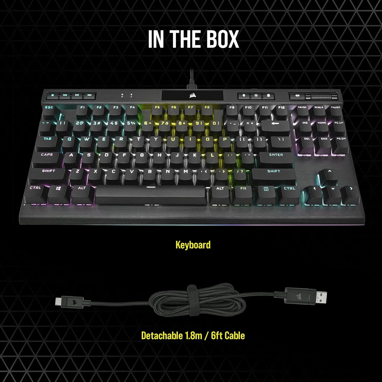 [12月聖誕優惠] Corsair K70 RGB TKL CHAMPION Series Optical-Mechanical Gaming Keyboard with PBT DOUBLE SHOT PRO Keycaps CH-911901A-NA