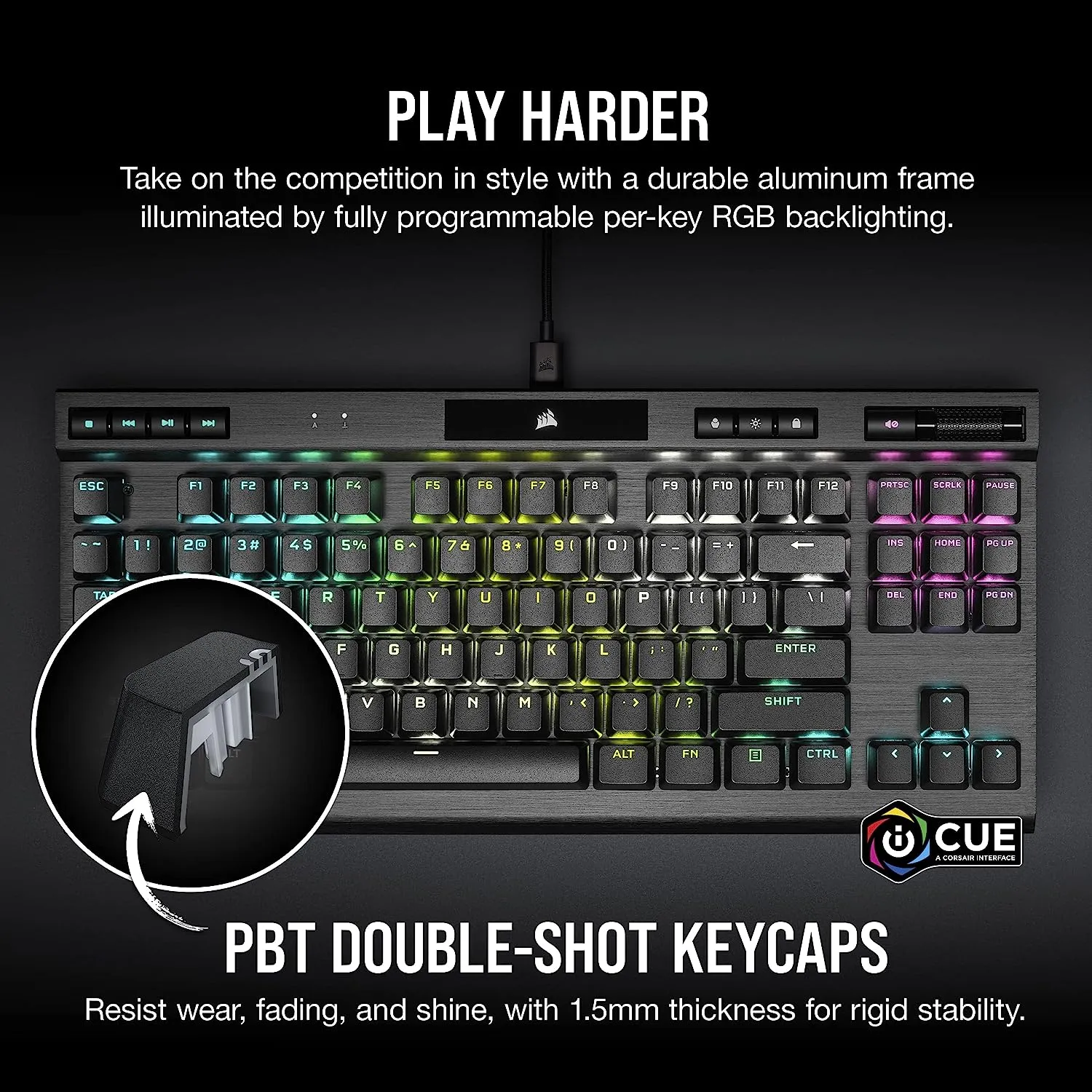 [12月聖誕優惠] Corsair K70 RGB TKL CHAMPION Series Optical-Mechanical Gaming Keyboard with PBT DOUBLE SHOT PRO Keycaps CH-911901A-NA