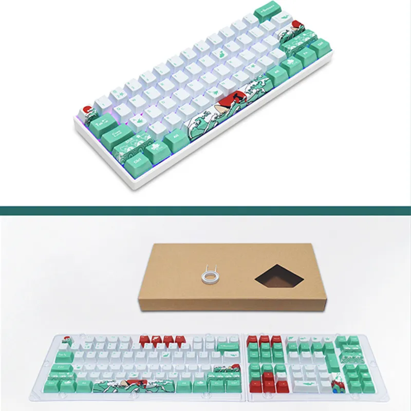 123 Keys Coral Sea Keycaps Set Dye Sublimation PBT OEM Keycap For Ikbc Cherry MX Annie for 61/64/84/87/104/108 Mechanical Keyboard