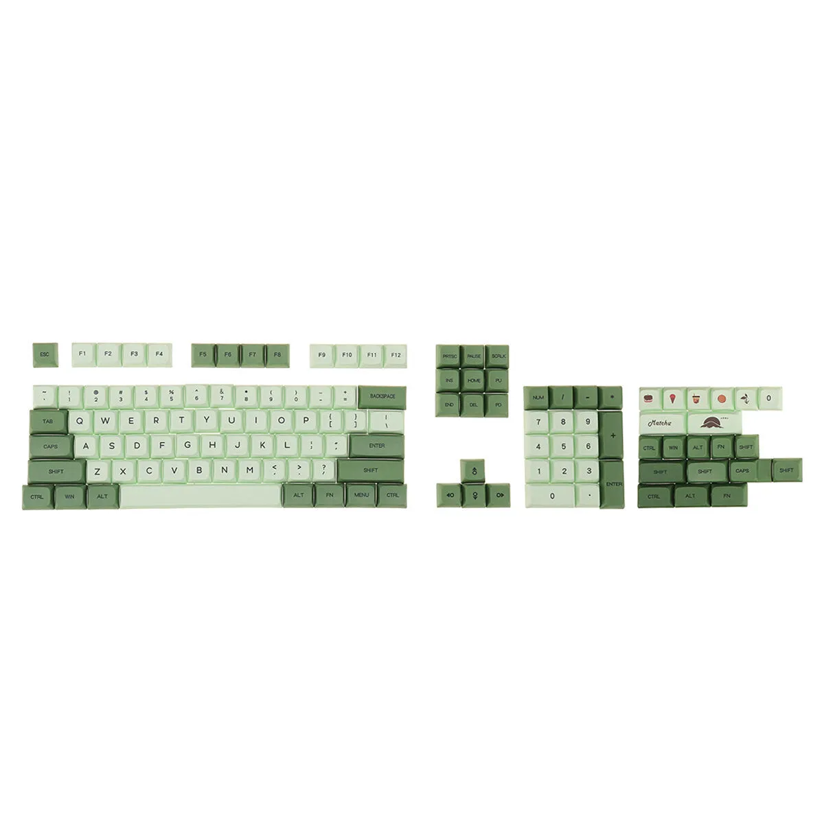 125 Keys Matcha PBT Keycap Set XDA Profile DYE-SUB English/Japanese Custom Keycaps for Mechanical Keyboards