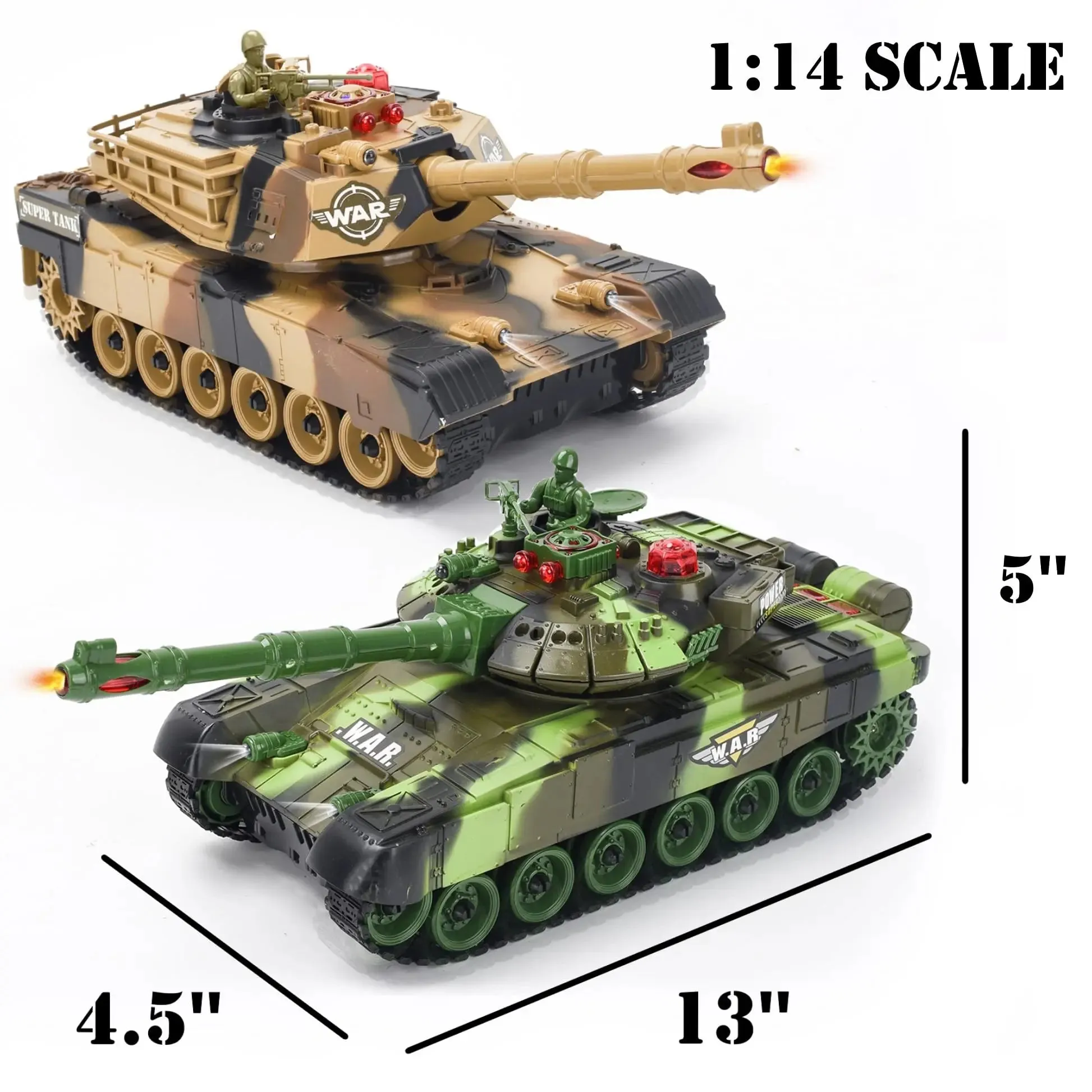 2 PACK RC tanks 2.4G Fighting Battle Tanks with LED Life Indicators