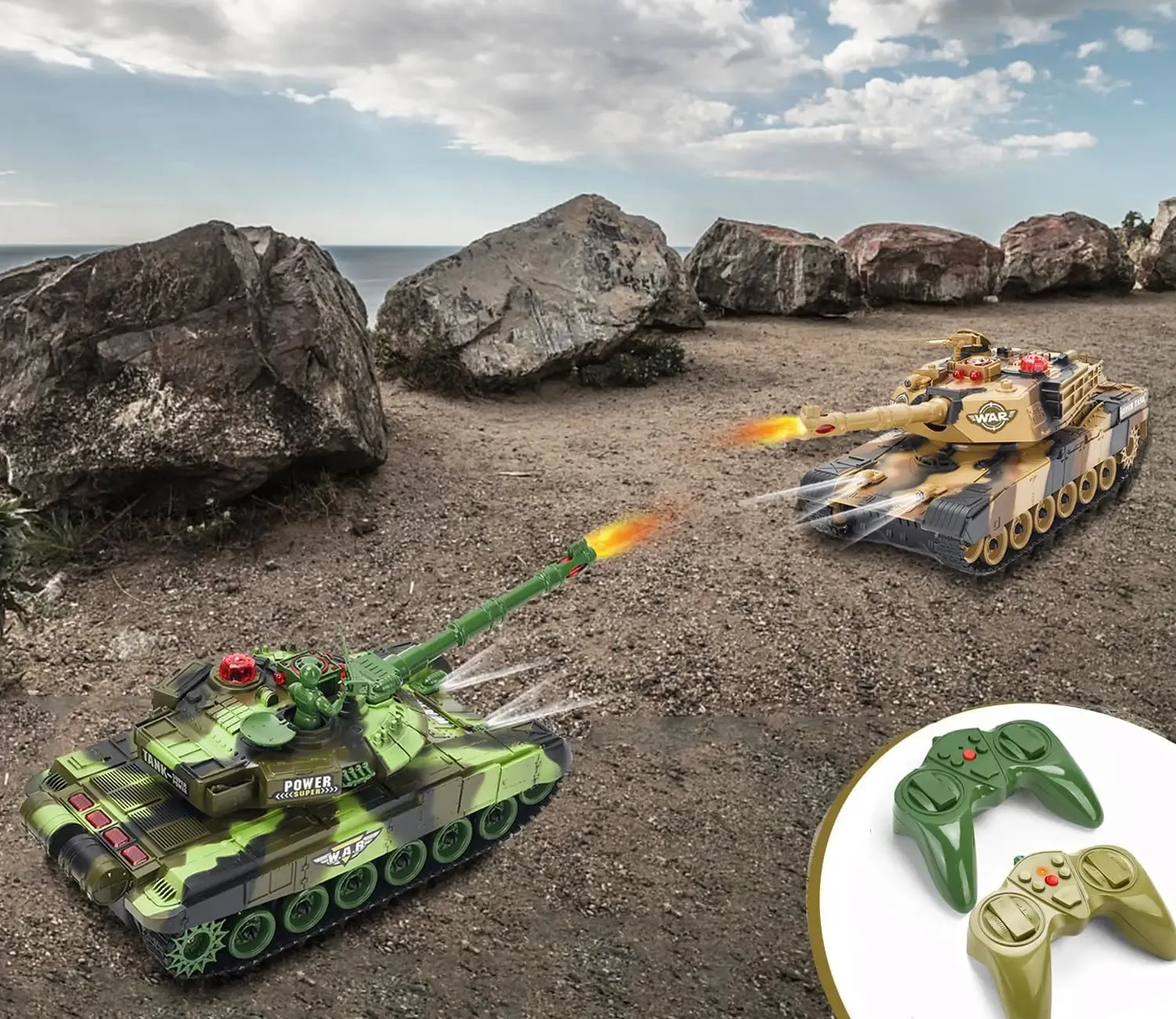 2 PACK RC tanks 2.4G Fighting Battle Tanks with LED Life Indicators