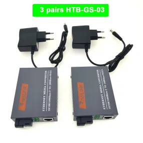 3Pairs Htb-Gs-03 Gigabit Fiber Optical Media Converter 10/100/1000Mbps Single Mode Single Fiber Sc P