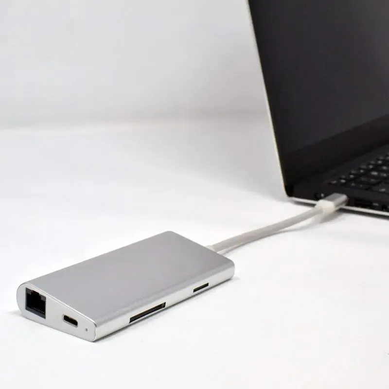 8-in-1 USB Type C HUB Adapter HDMI, USB 3.0, RJ45, Card Reader, Type C
