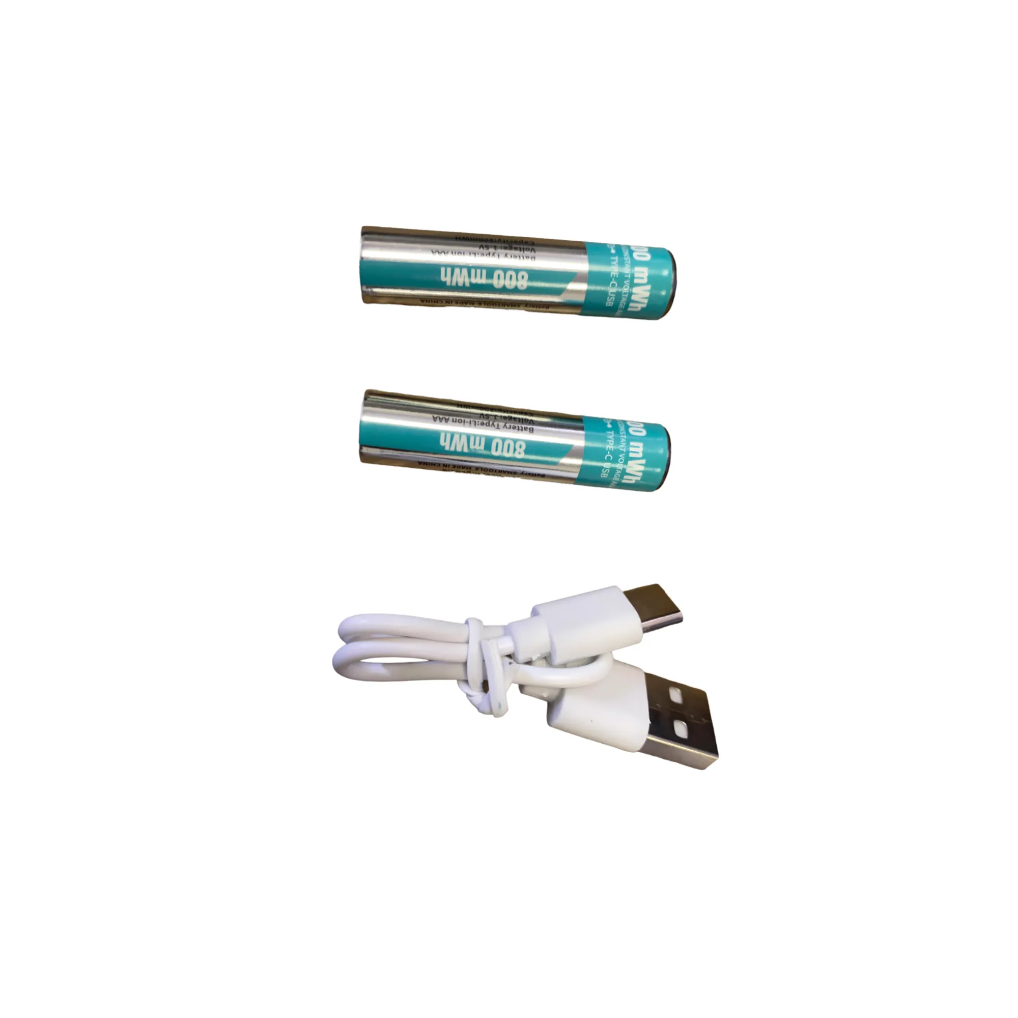 800mWh AAA Rechargeable Lithium Battery With USB Type-C Cable