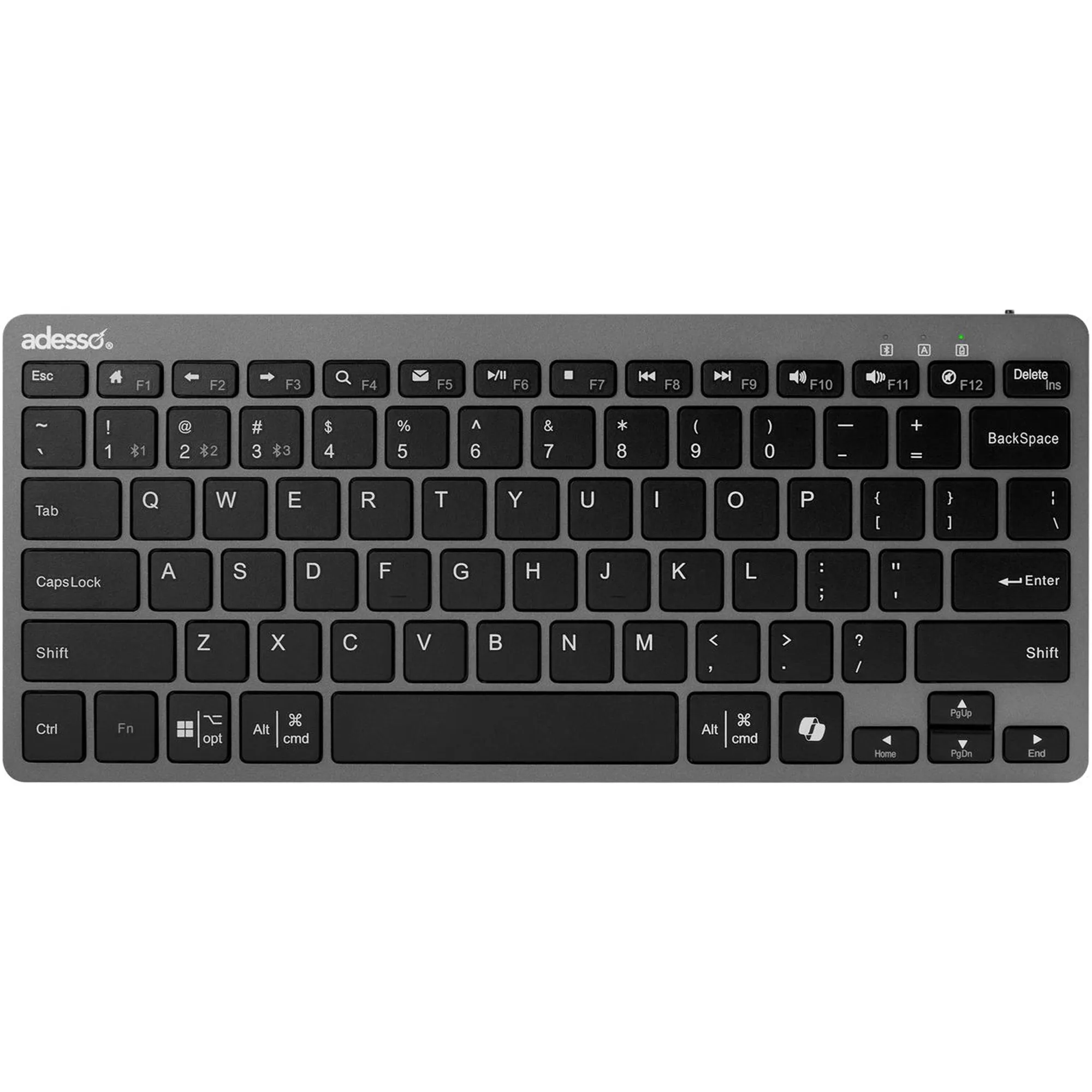 Adesso - Multi OS Bluetooth Scissor Switch Keyboard with CoPilot AI Hotkey - Black and Grey