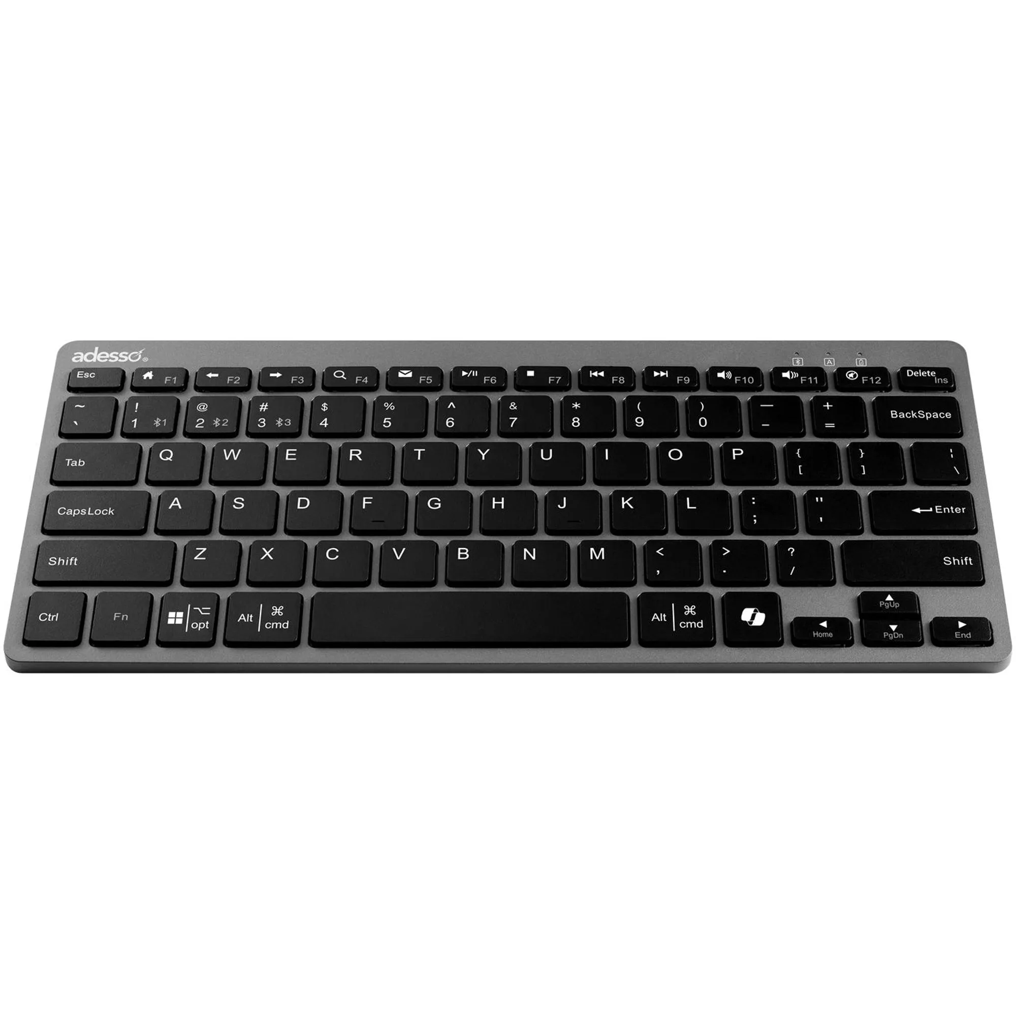 Adesso - Multi OS Bluetooth Scissor Switch Keyboard with CoPilot AI Hotkey - Black and Grey