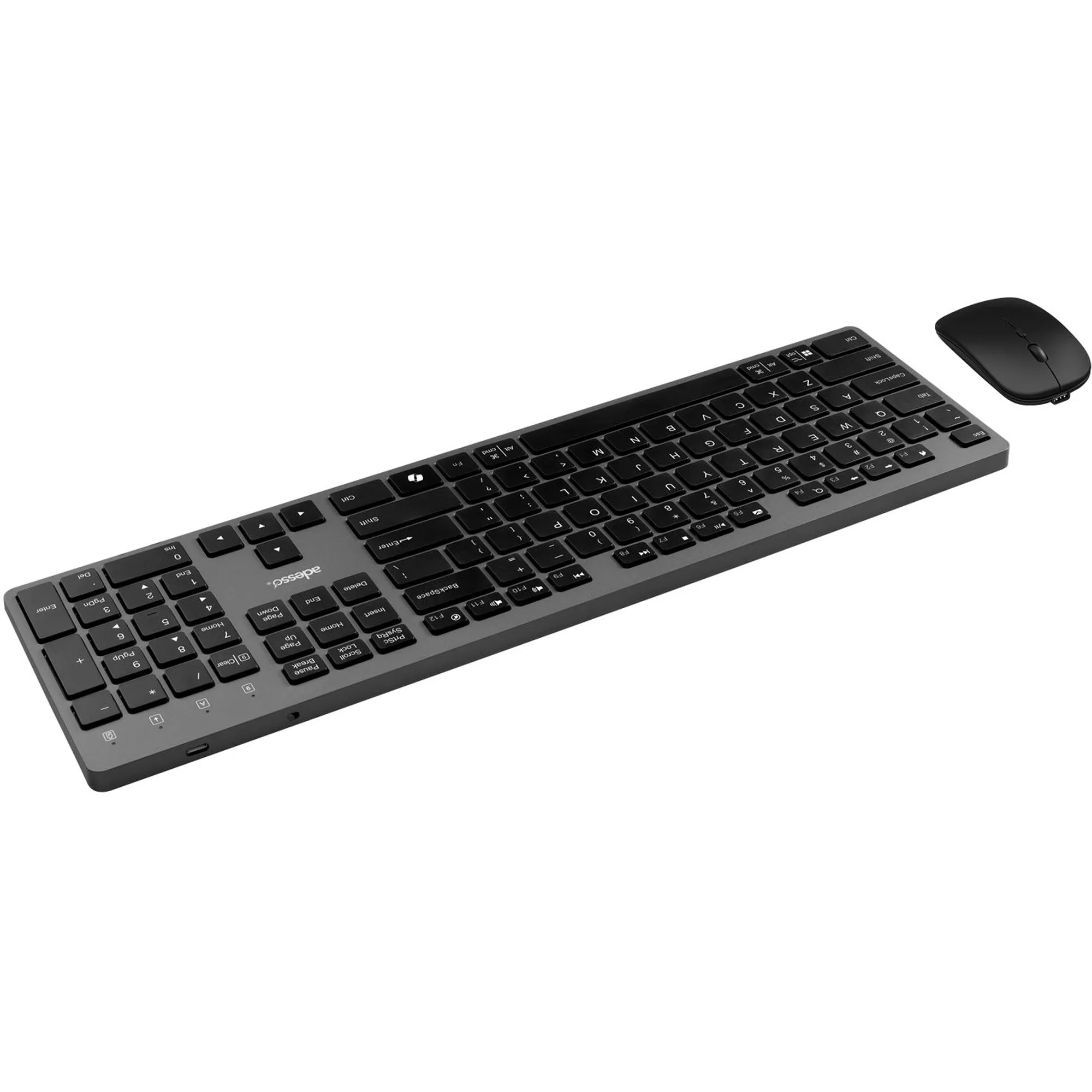 Adesso - Multi OS Wireless Scissor Switch Keyboard and Mouse With a CoPilot AI Hotkey and Quiet Switches - Black and Grey