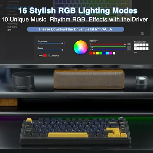 AULA F75 75% Wireless Mechanical Keyboard,Gasket Hot Swappable Custom Keyboard,Pre-lubed Greywood Switches RGB Backlit Gaming Keyboard,2.4GHz/Type-C/BT5.0 Mechanical Keyboard (Cool Black)