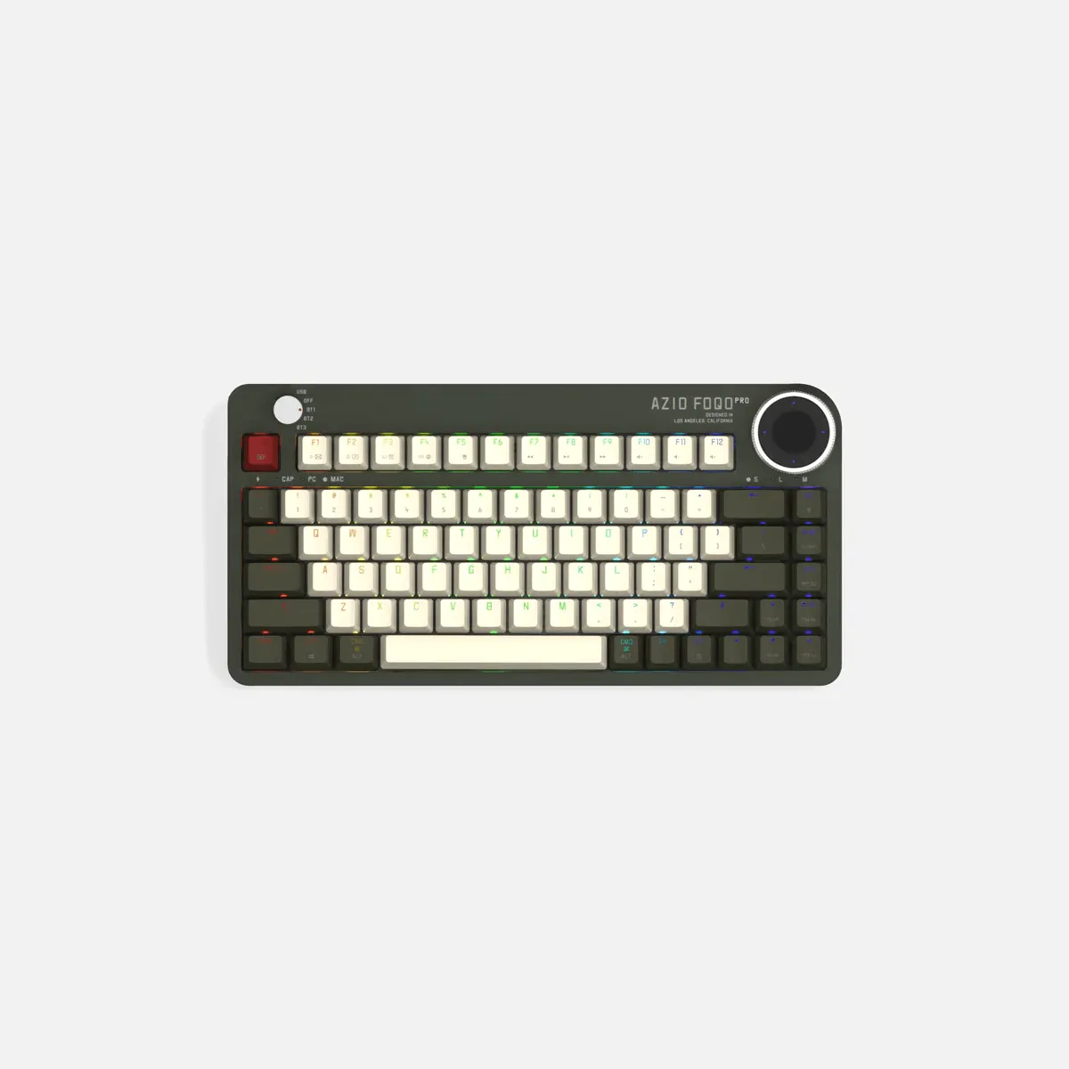 AZIO FOQO Mechanical TKL Keyboard Pro Wireless Hot-Swappable RGB Olive Green Light