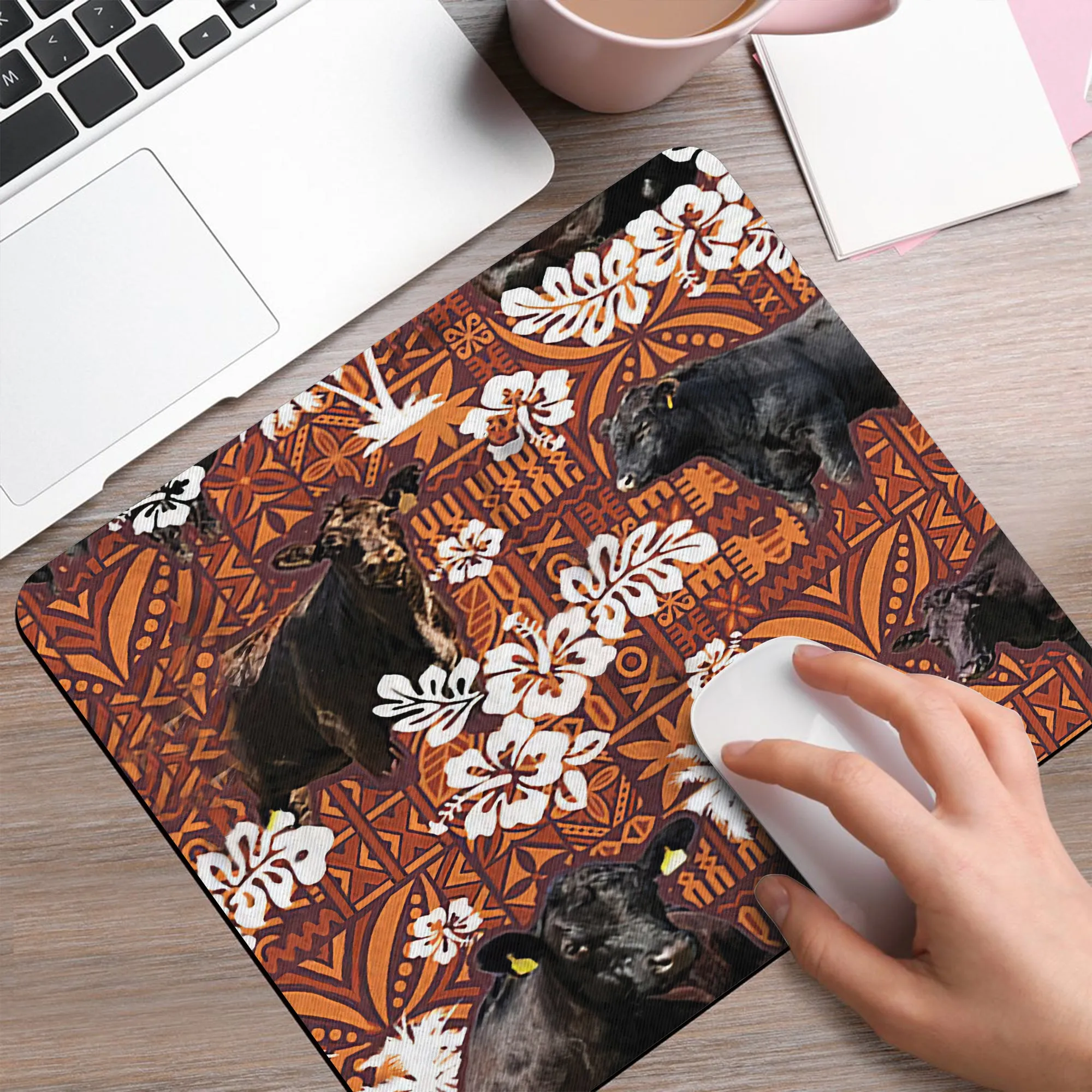 Black Angus Orange Mouse Pad Cattle Mouse Pad Farm Animal Lovers Gift Cute Mouse Mat For Computer HN