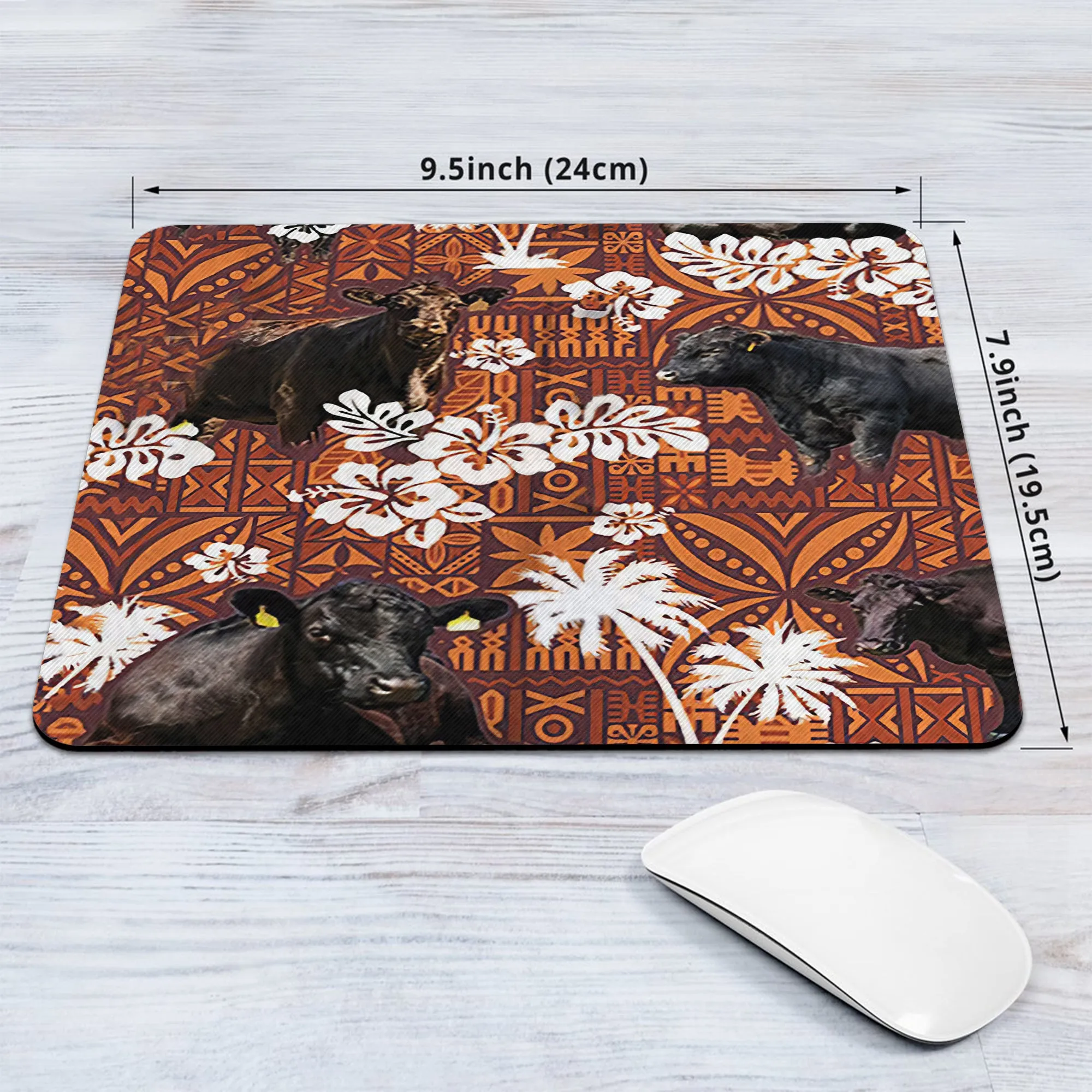 Black Angus Orange Mouse Pad Cattle Mouse Pad Farm Animal Lovers Gift Cute Mouse Mat For Computer HN