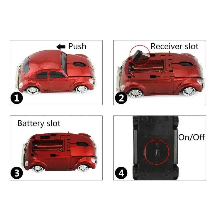 Car-Shaped Wireless Mouse with 1200 DPI and 3 Buttons