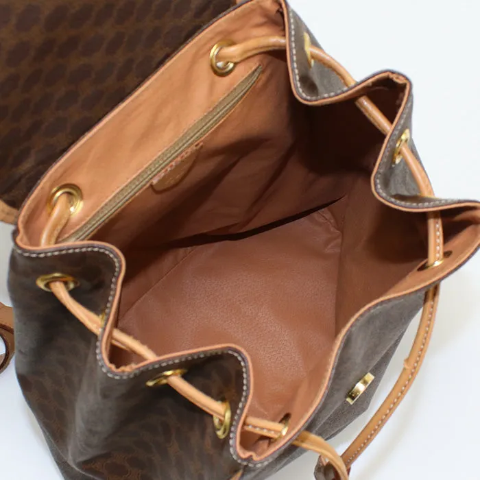 CELINE Backpack Vintage macadam PVC/Tanned Leather Brown beige Women