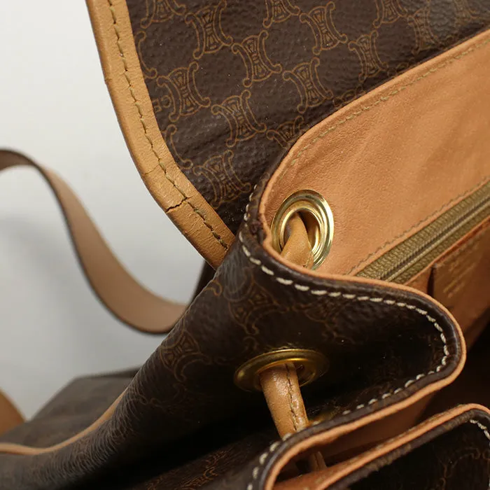 CELINE Backpack Vintage macadam PVC/Tanned Leather Brown beige Women