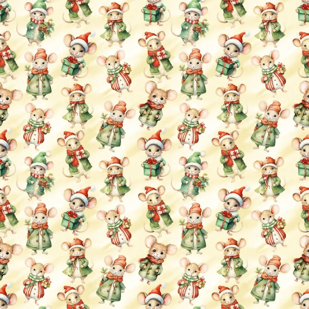 Christmas Mice & Presents Fabric