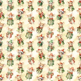 Christmas Mice & Presents Fabric
