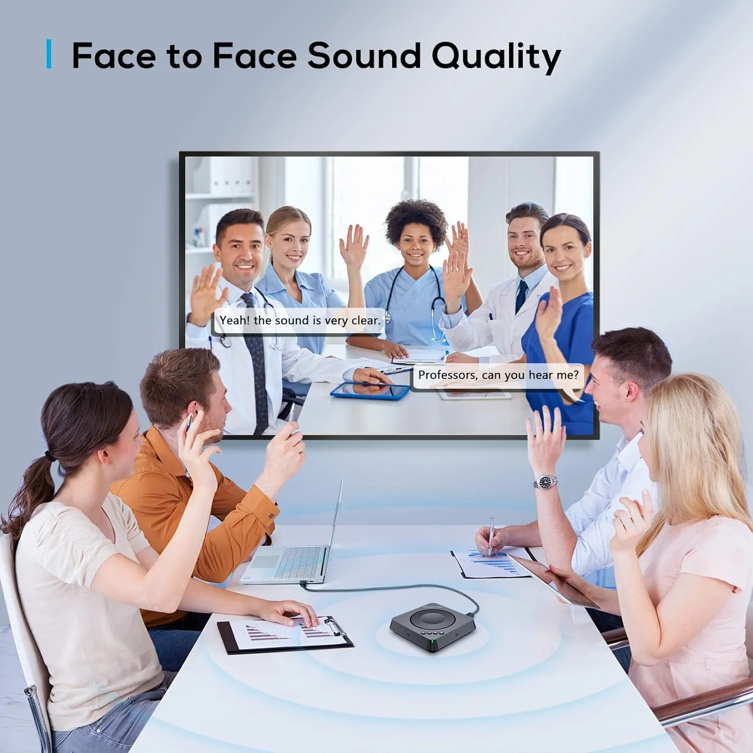 Compact USB Speakerphone for Conferences, Crystal Clear Sound - Fits 6 People