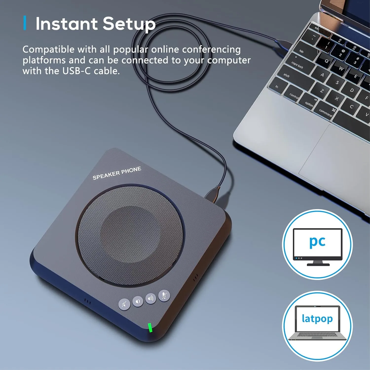 Compact USB Speakerphone for Conferences, Crystal Clear Sound - Fits 6 People