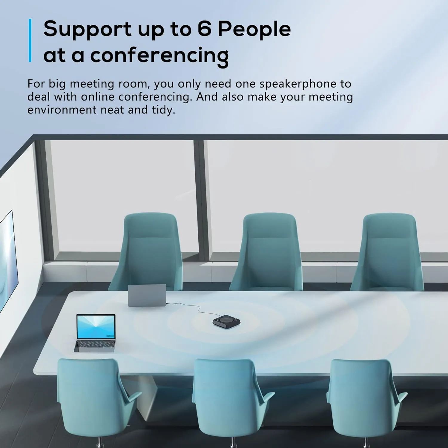 Compact USB Speakerphone for Conferences, Crystal Clear Sound - Fits 6 People