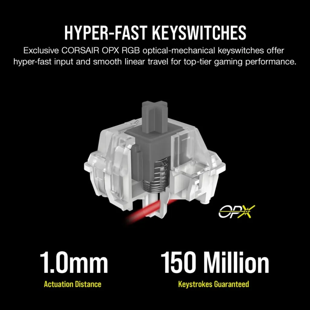 【優惠價】Corsair K60 PRO TKL RGB Tenkeyless Optical-Mechanical Gaming Keyboard — CORSAIR OPX Switch White 白色 CH-911D11A-NA