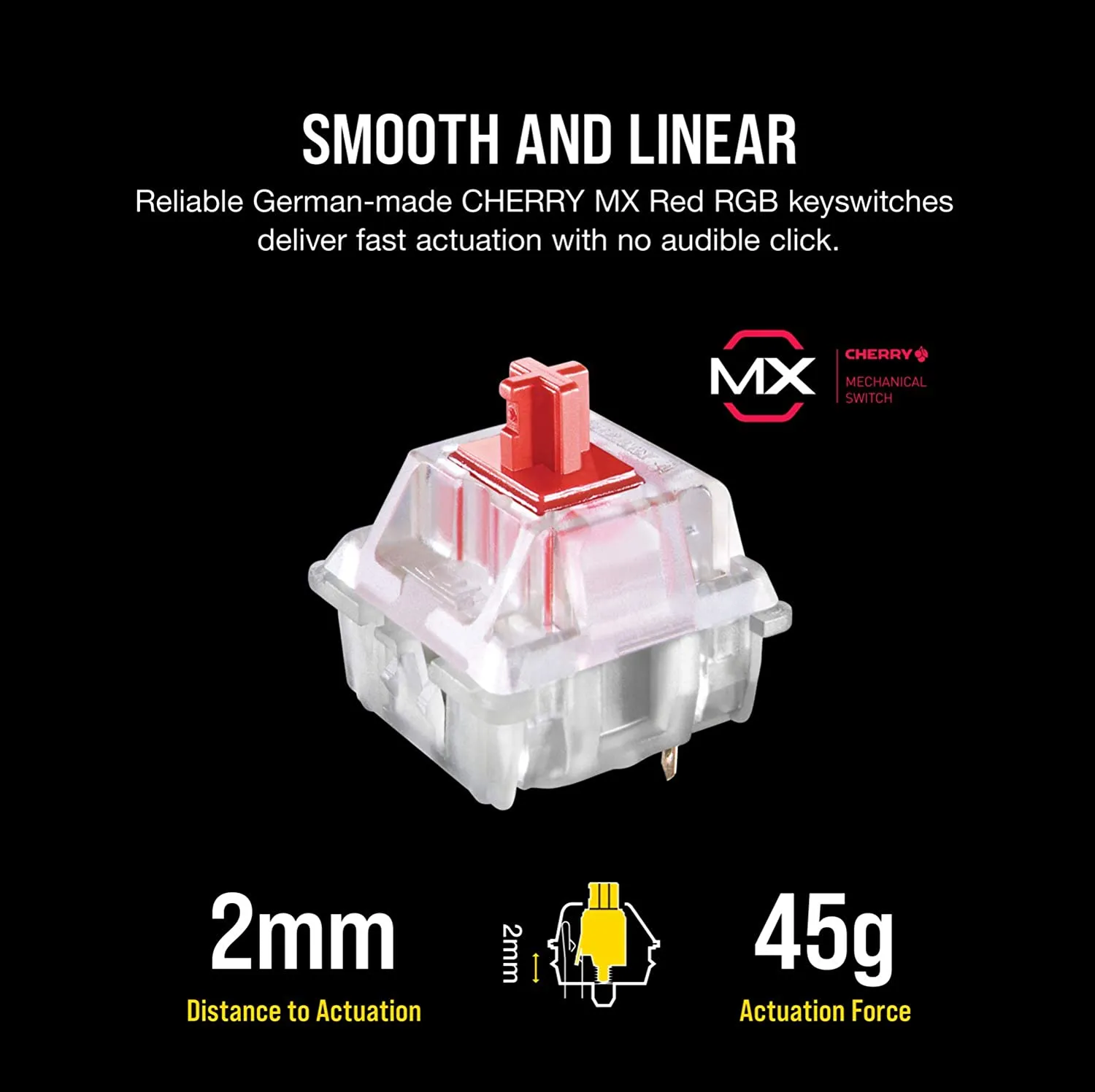 Corsair Keyboard K65 LUX RGB Compact Mechanical Keyboard - USB Passthrough & Media Controls - Linear & Quiet - Cherry MX Red - RGB LED Backlit