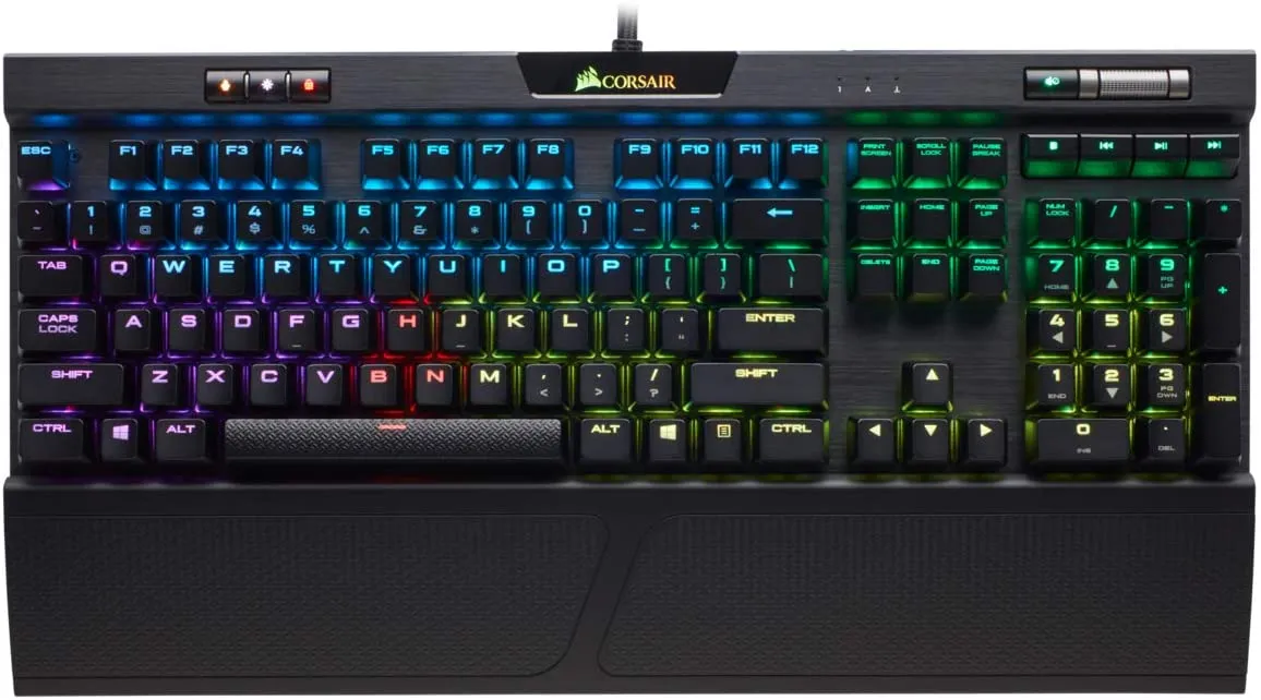 Corsair Keyboard K70 RGB MK.2 Rapidfire Mechanical Gaming Keyboard - USB Passthrough & Media Controls - Fastest & Linear - Cherry MX Speed - RGB LED Backlit