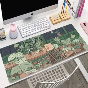 Cozy Bear Nightime Green Aesthetic Large Gaming Desk Mat Mousepad S-XXL