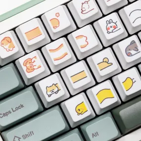 Cute Little Puppy Keycap Meme Keycap Dye Subbed keycaps for mx stem Gaming Mechanical Keyboards OEM Profile R4 Bunny Cat Shark