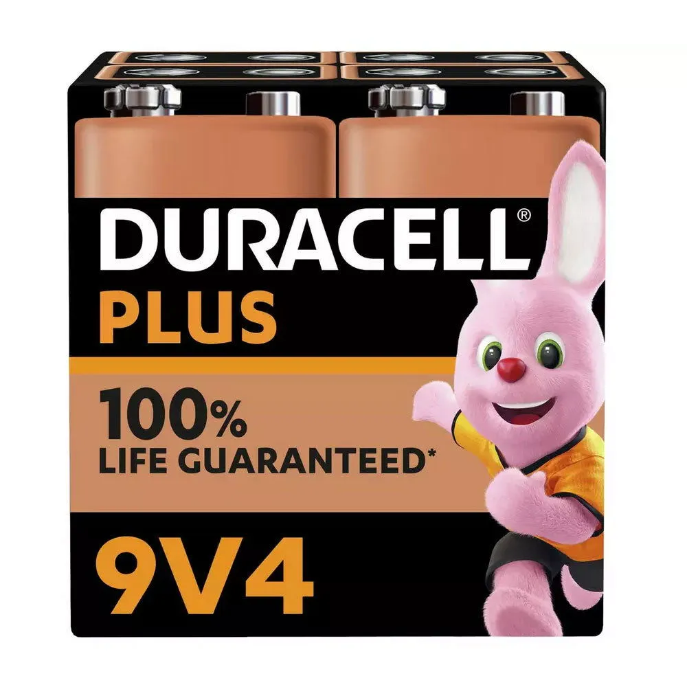 Duracell Plus Power 9V 6LR61 MN1604 PP3 Alkaline Batteries Smoke Alarm