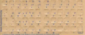 Dutch Keyboard Stickers - Labels - Overlays with Blue Characters for White Computer Keyboard