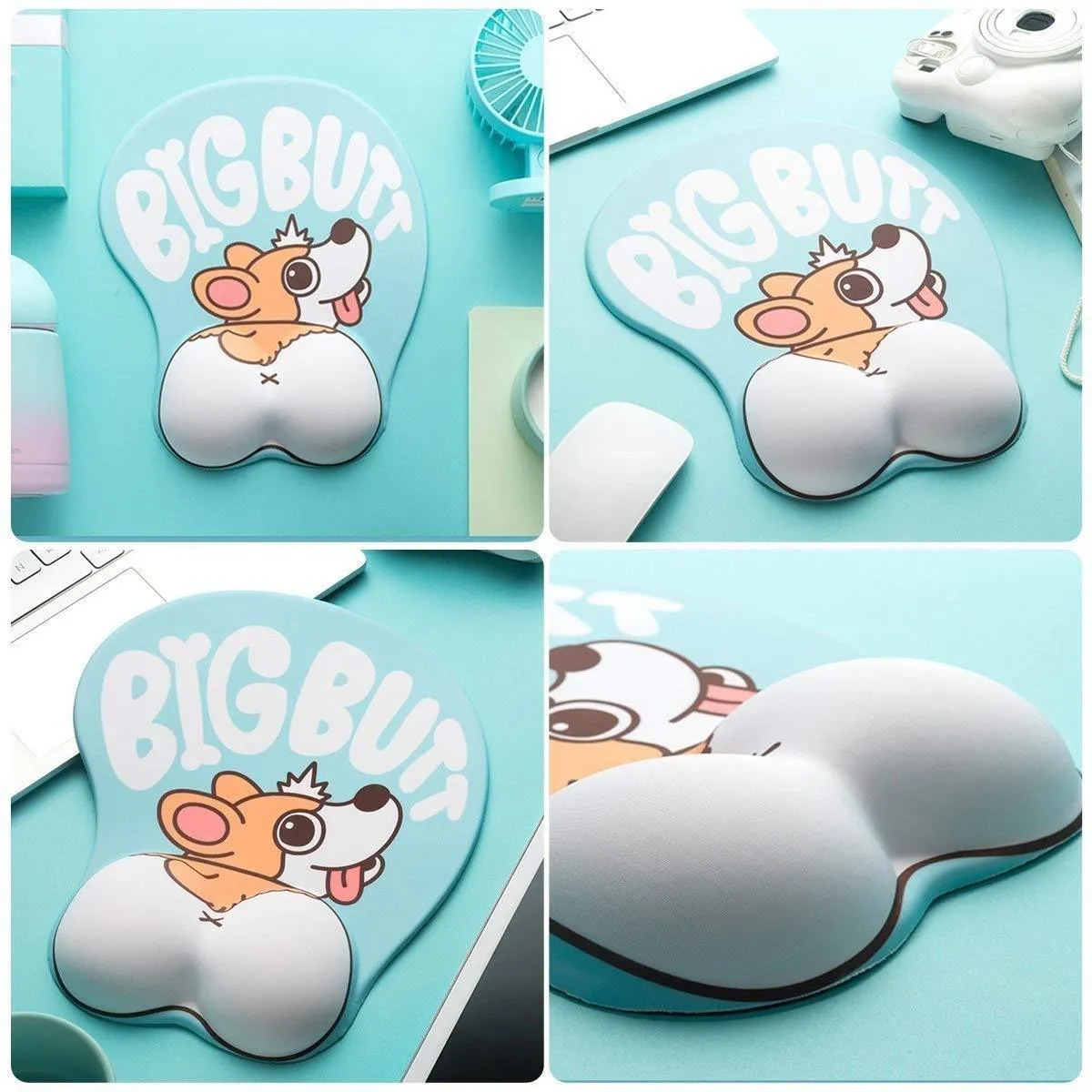 Ergonomic 3D Soft Silicone Gel Corgi Butt Mouse pad