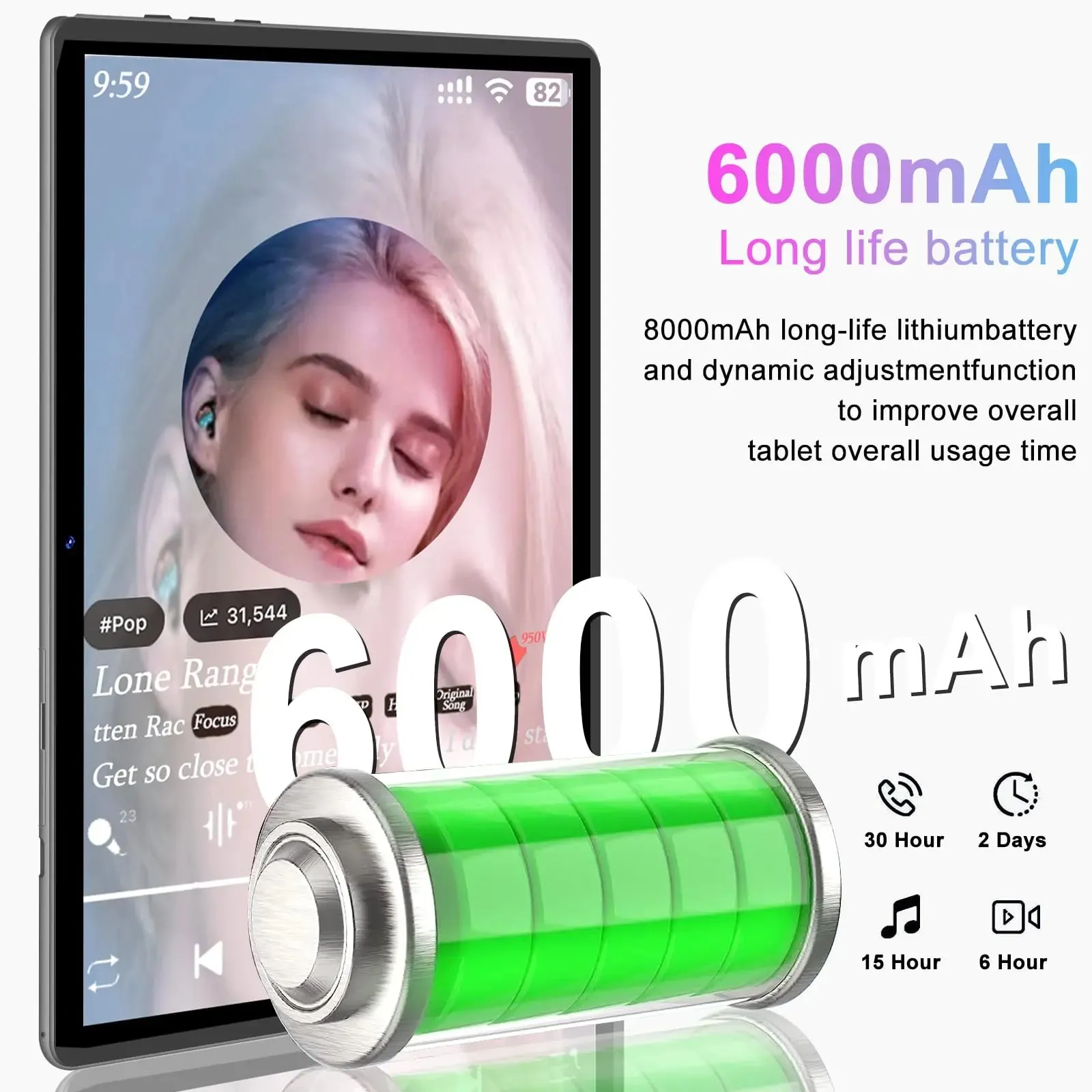 FACETEL Tablet 10 inch Android 13 Tablet Octa-Core 2.0 GHz with 12GB RAM 128GB ROM, 5G WiFi, 6000mAh, HD IPS Touchscreen, Bluetooth 5.0, 1280 * 800, 5 8 MP Newest Tablet with Keyboard Mouse - Silver