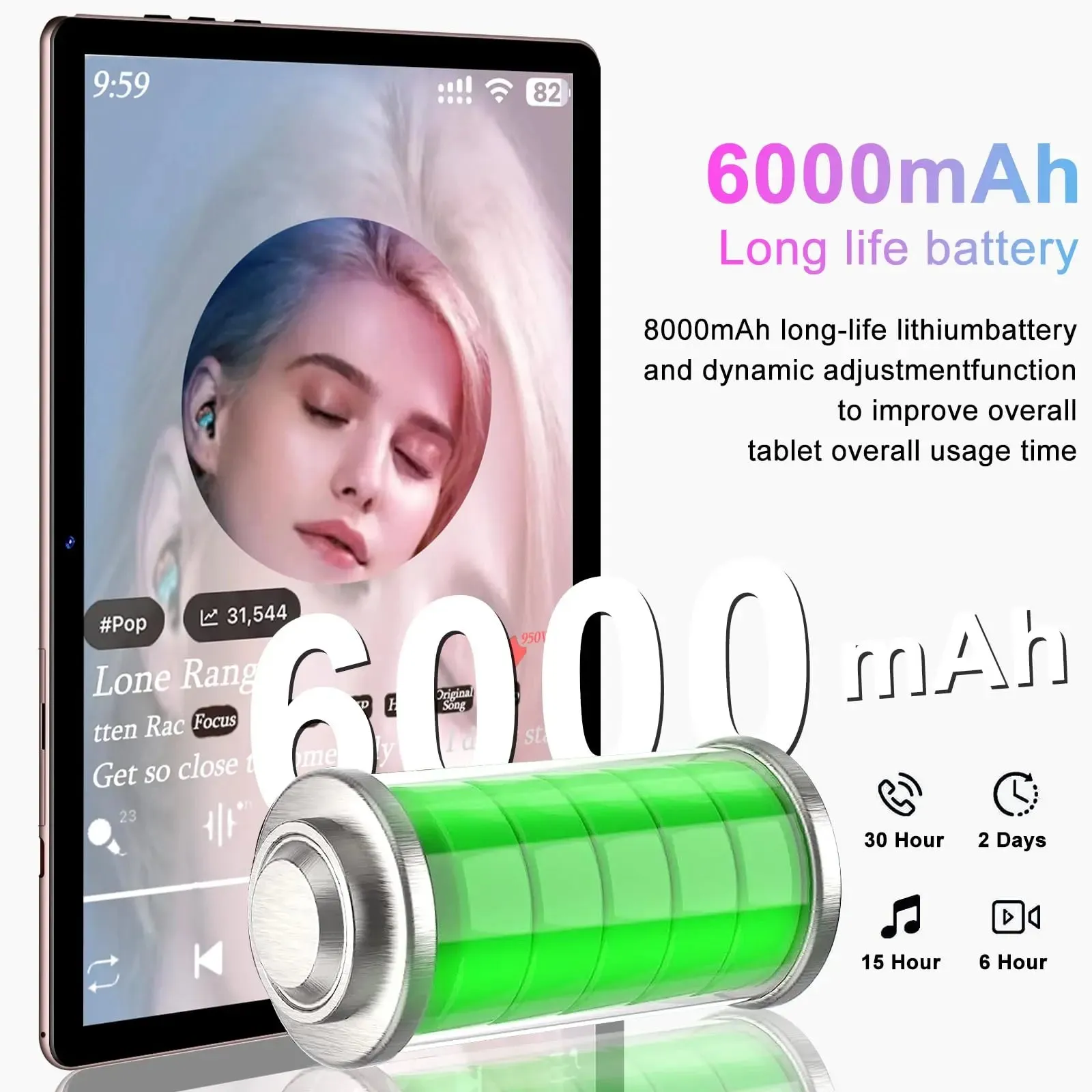 FACETEL Tablet 10 inch Android 13 Tablet Octa-Core 2.0 GHz with 12GB RAM 128GB ROM, 5G WiFi, 6000mAh, HD IPS Touchscreen, Bluetooth 5.0, 1280 * 800, 5 8 MP Newest Tablet with Keyboard Mouse - Silver