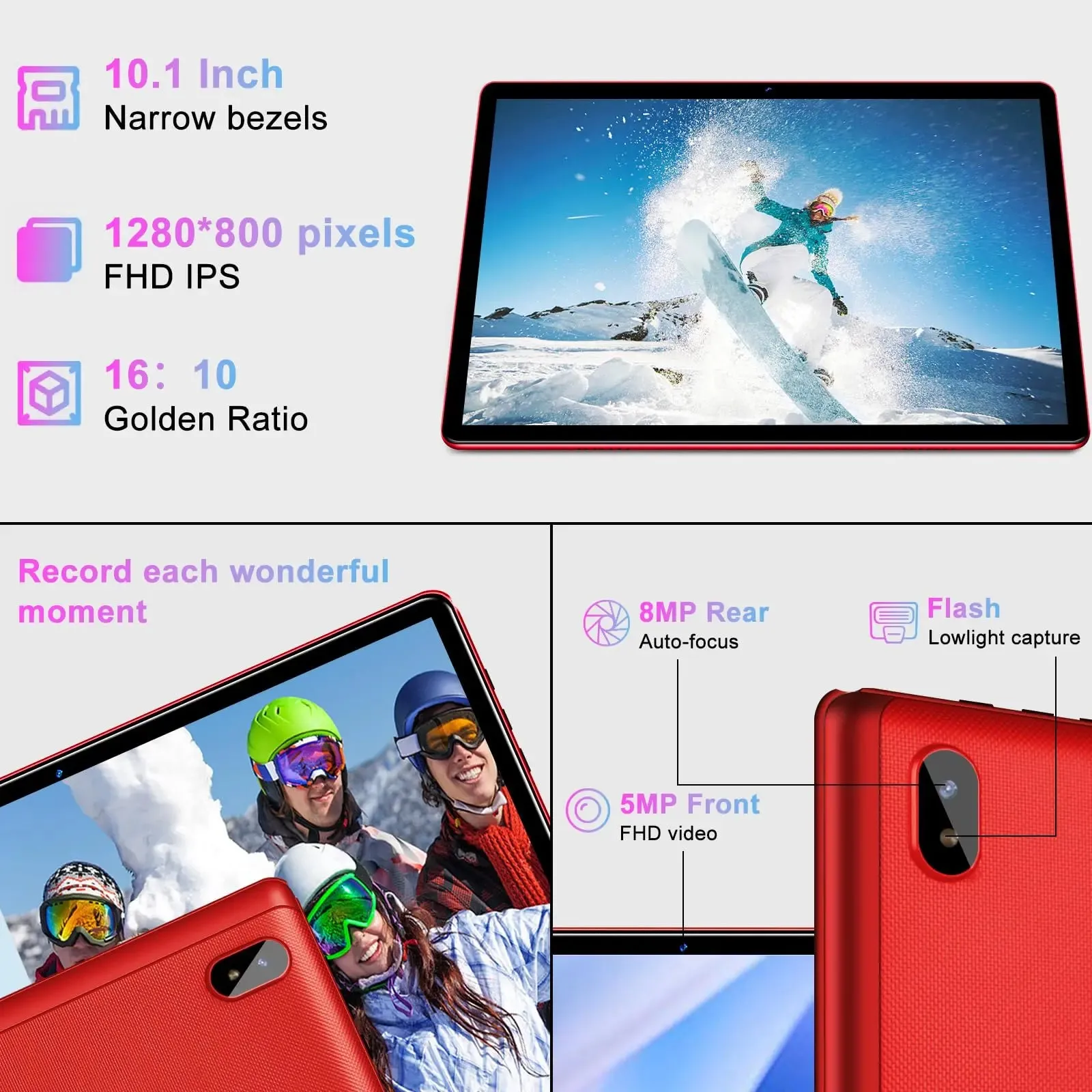FACETEL Tablet 10 inch Android 13 Tablet Octa-Core 2.0 GHz with 12GB RAM 128GB ROM, 5G WiFi, 6000mAh, HD IPS Touchscreen, Bluetooth 5.0, 1280 * 800, 5 8 MP Newest Tablet with Keyboard Mouse - Silver