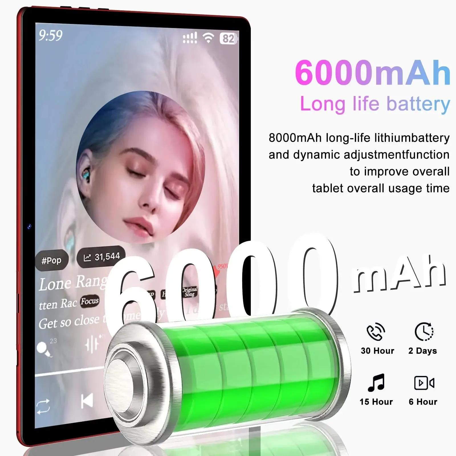FACETEL Tablet 10 inch Android 13 Tablet Octa-Core 2.0 GHz with 12GB RAM 128GB ROM, 5G WiFi, 6000mAh, HD IPS Touchscreen, Bluetooth 5.0, 1280 * 800, 5 8 MP Newest Tablet with Keyboard Mouse - Silver