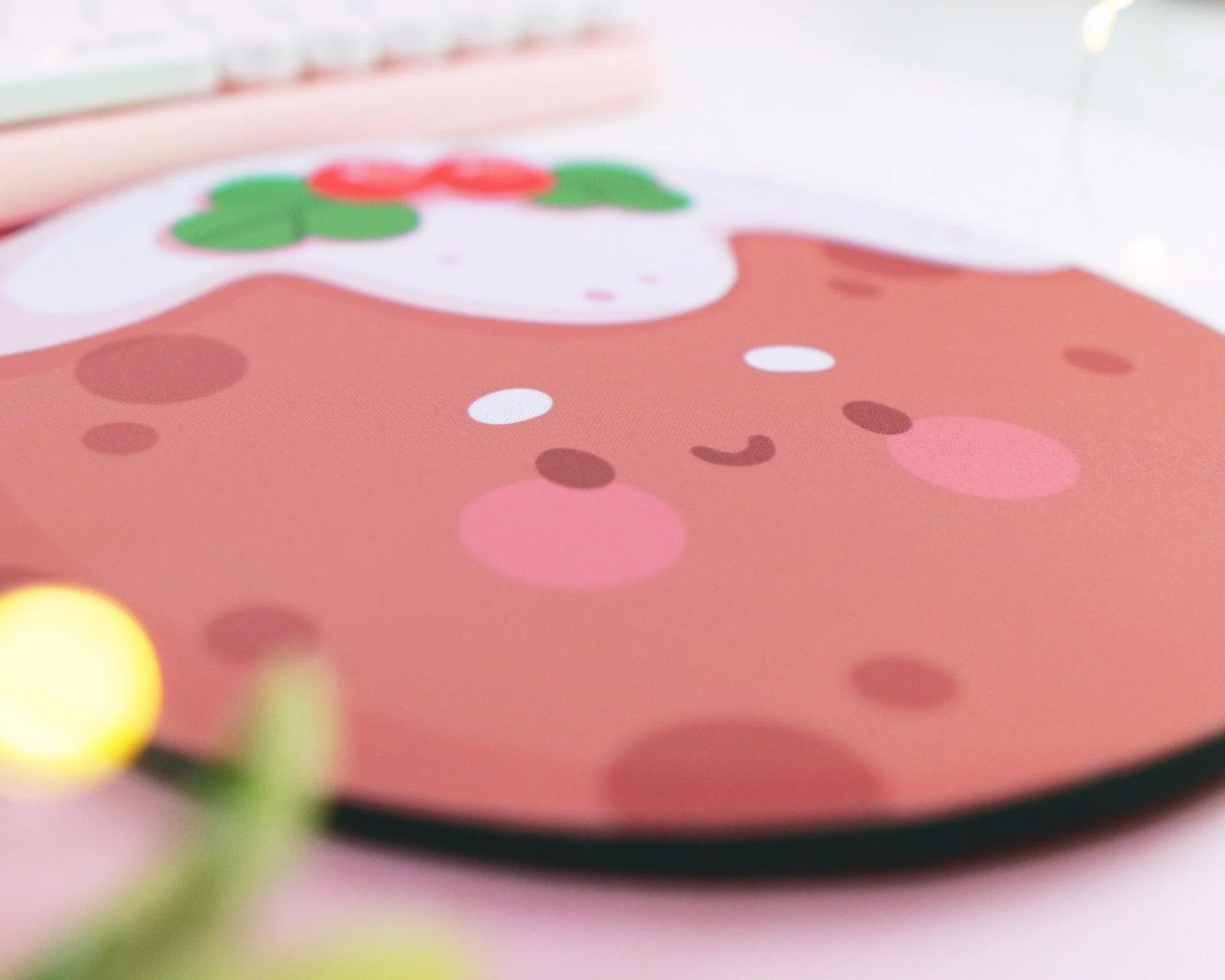 Figgy Pudding Christmas Mouse Pad | Kawaii Holiday Desk Mat for Festive Vibes