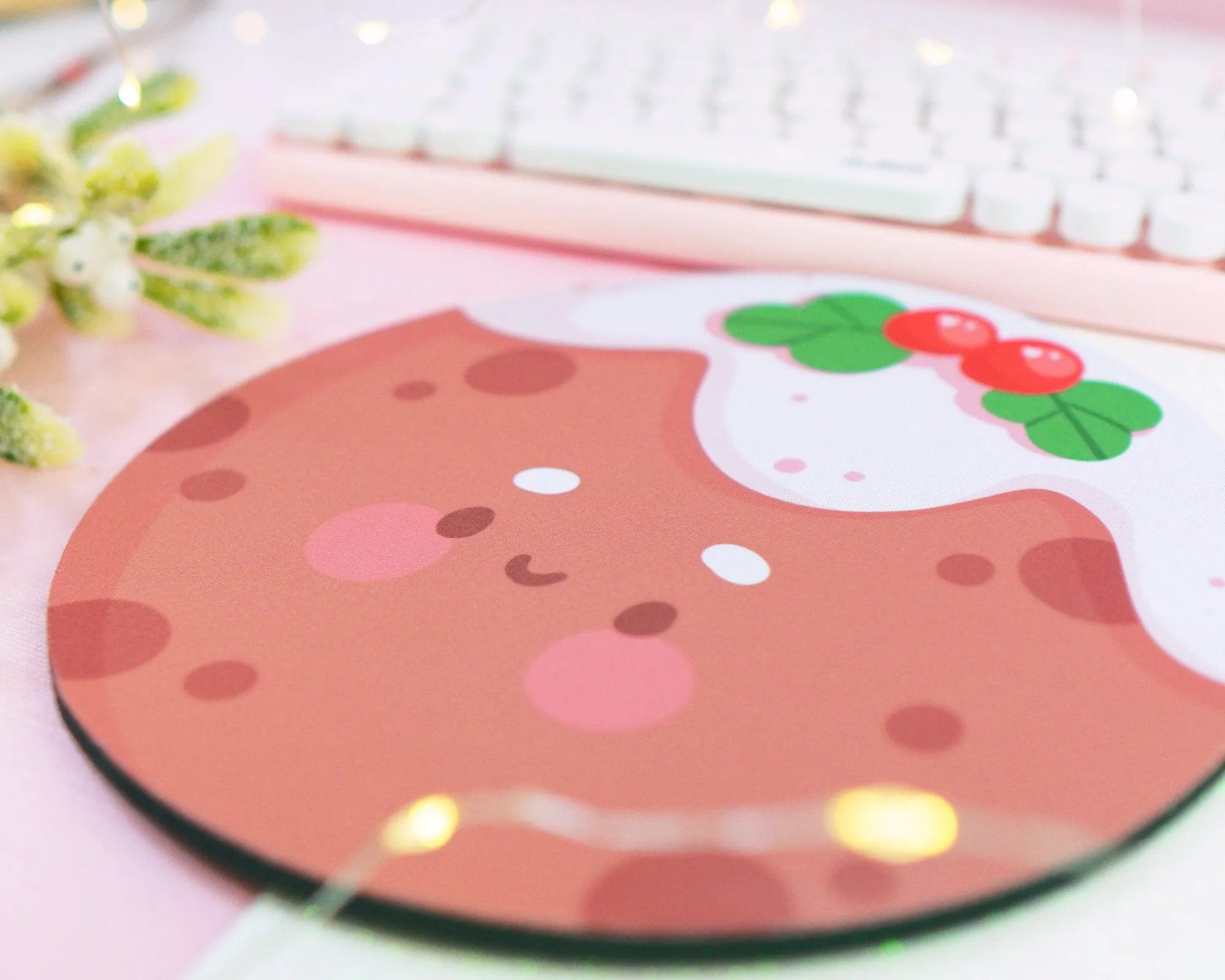 Figgy Pudding Christmas Mouse Pad | Kawaii Holiday Desk Mat for Festive Vibes