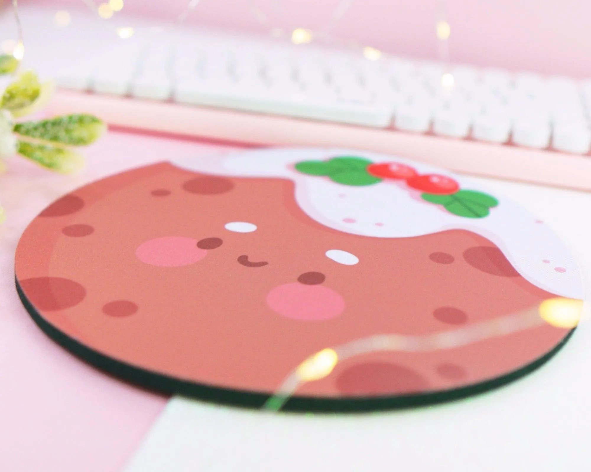 Figgy Pudding Christmas Mouse Pad | Kawaii Holiday Desk Mat for Festive Vibes