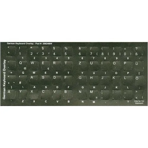 German Non-transparent Opaque QWERTY Keyboard Stickers - Overlay All Keyboards (Germany)