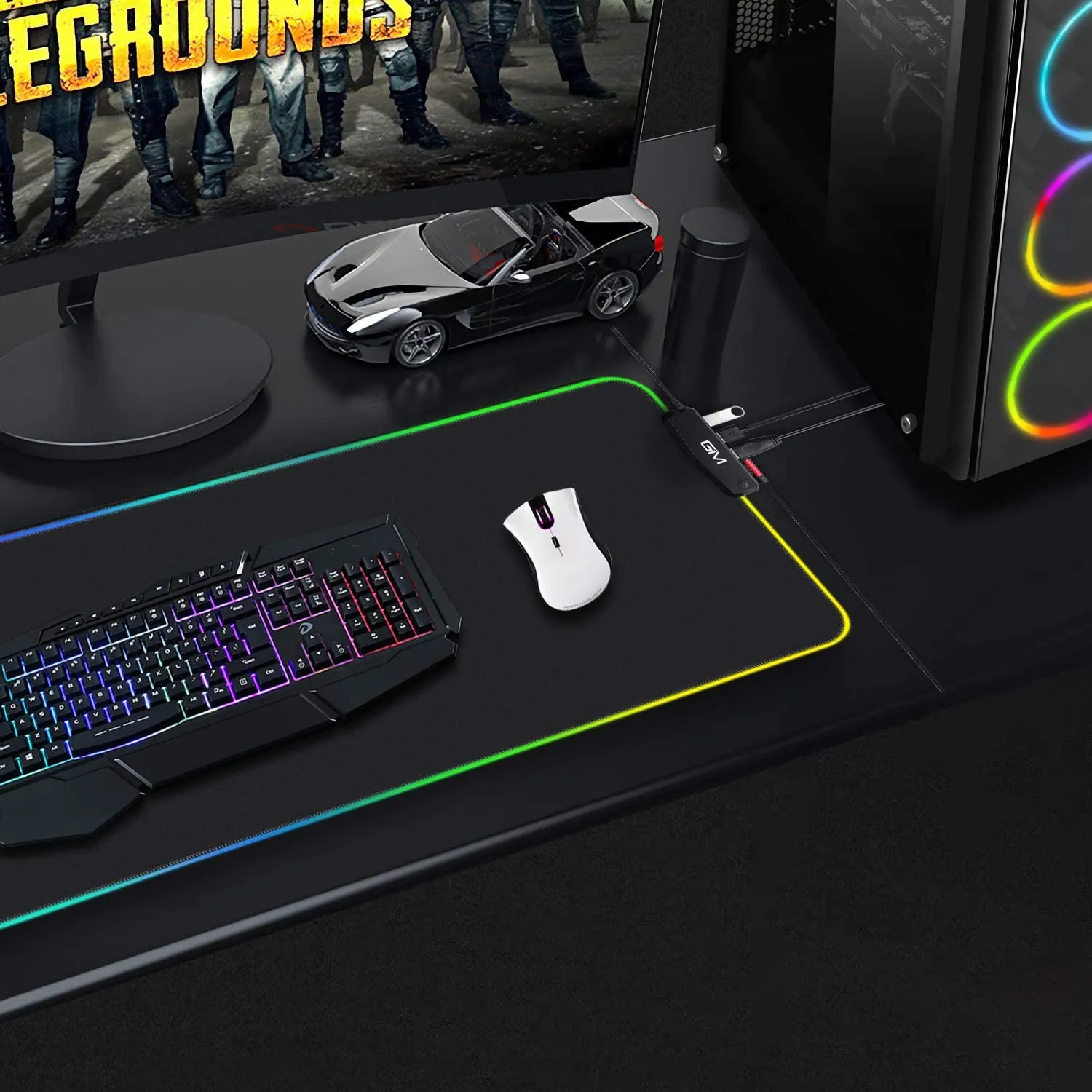 GIM RGB Gaming Mouse Pad, 800 x 300 x 5mm, ,4 USB Port, 14 Lighting Modes, 5mm Ultra Thick