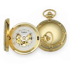 Gold Finish W/Stainless Cable Mechanical Roman Num