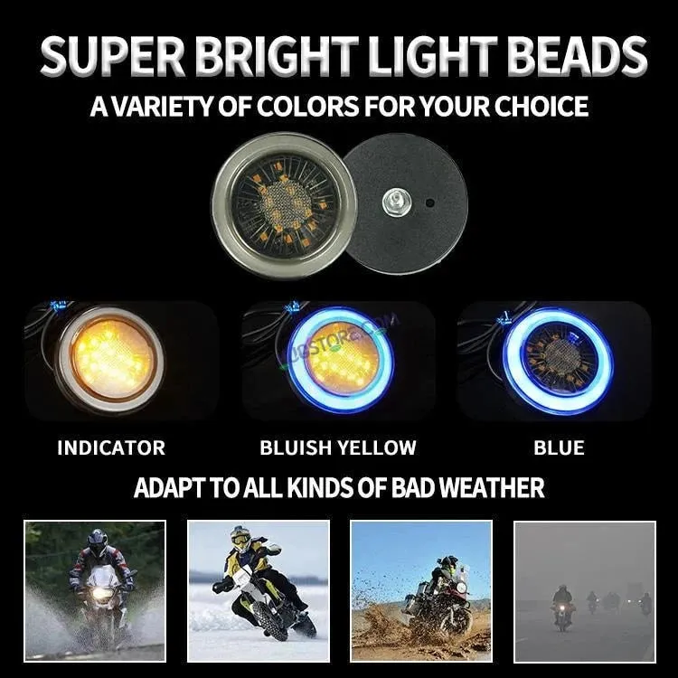 HJG Indicator Round Waterproof Flexible Blinker Bright LED Indicators Universal For All Bike Models Motorcycle Turn Signal Lights HJG Indicator with DRL 231118