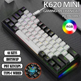 K620 Mini Gaming Mechanical Keyboard - 61 Keys RGB