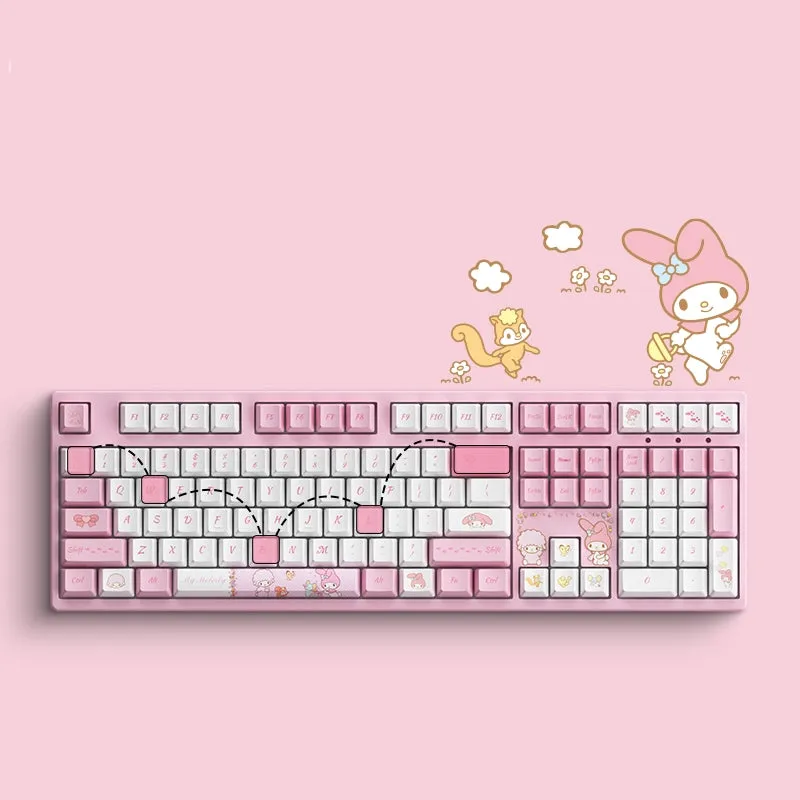 Kawaii Pink Aesthetic My Melody Mechanical Keyboard