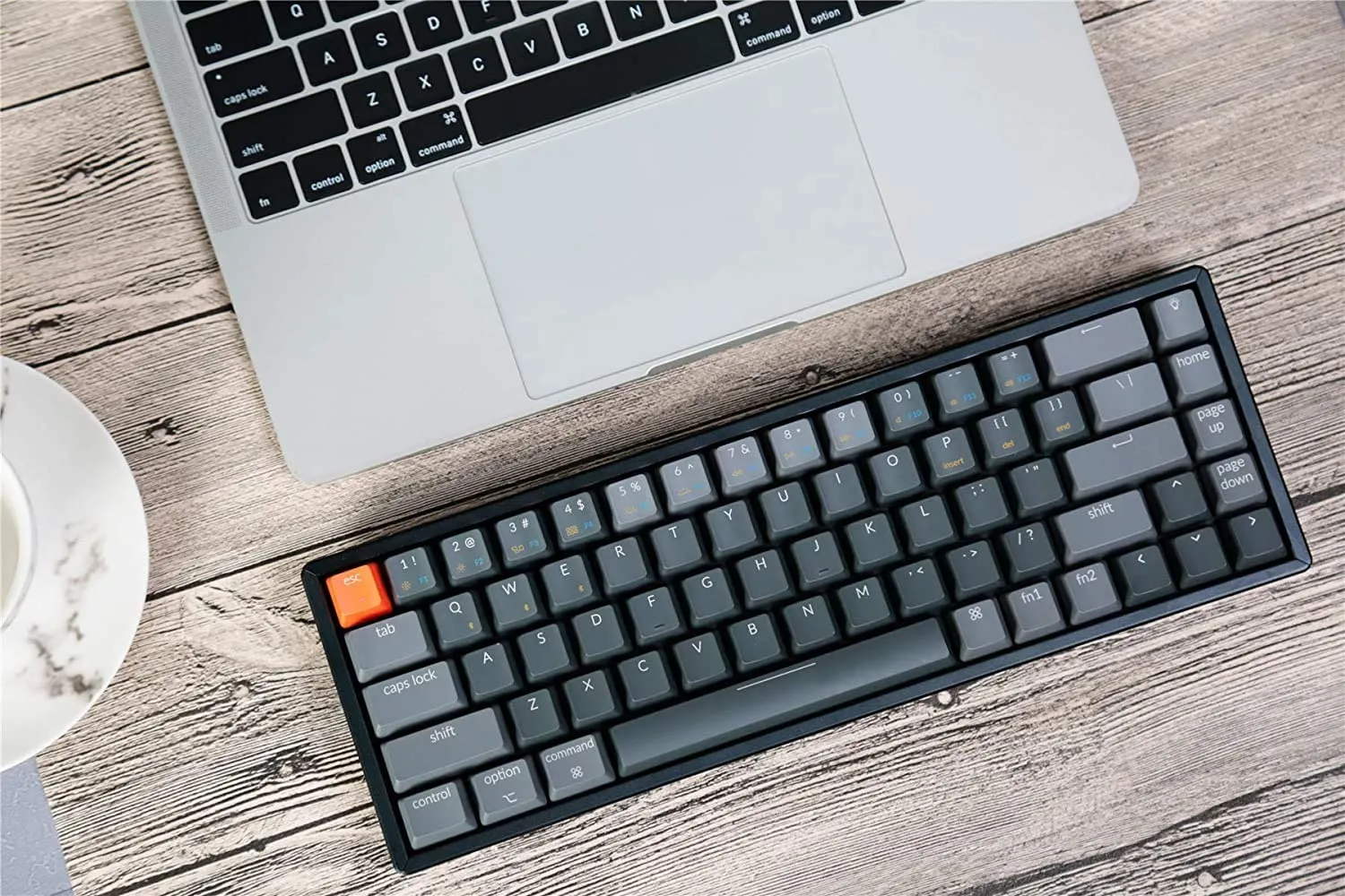 Keychron K6 68-Key Wireless Bluetooth/USB Wired Gaming Mechanical Keyboard, Compact 65% Layout RGB LED Backlit N-Key Rollover Aluminum Frame for Mac Windows, Optical (Red Switch) (K6T1)