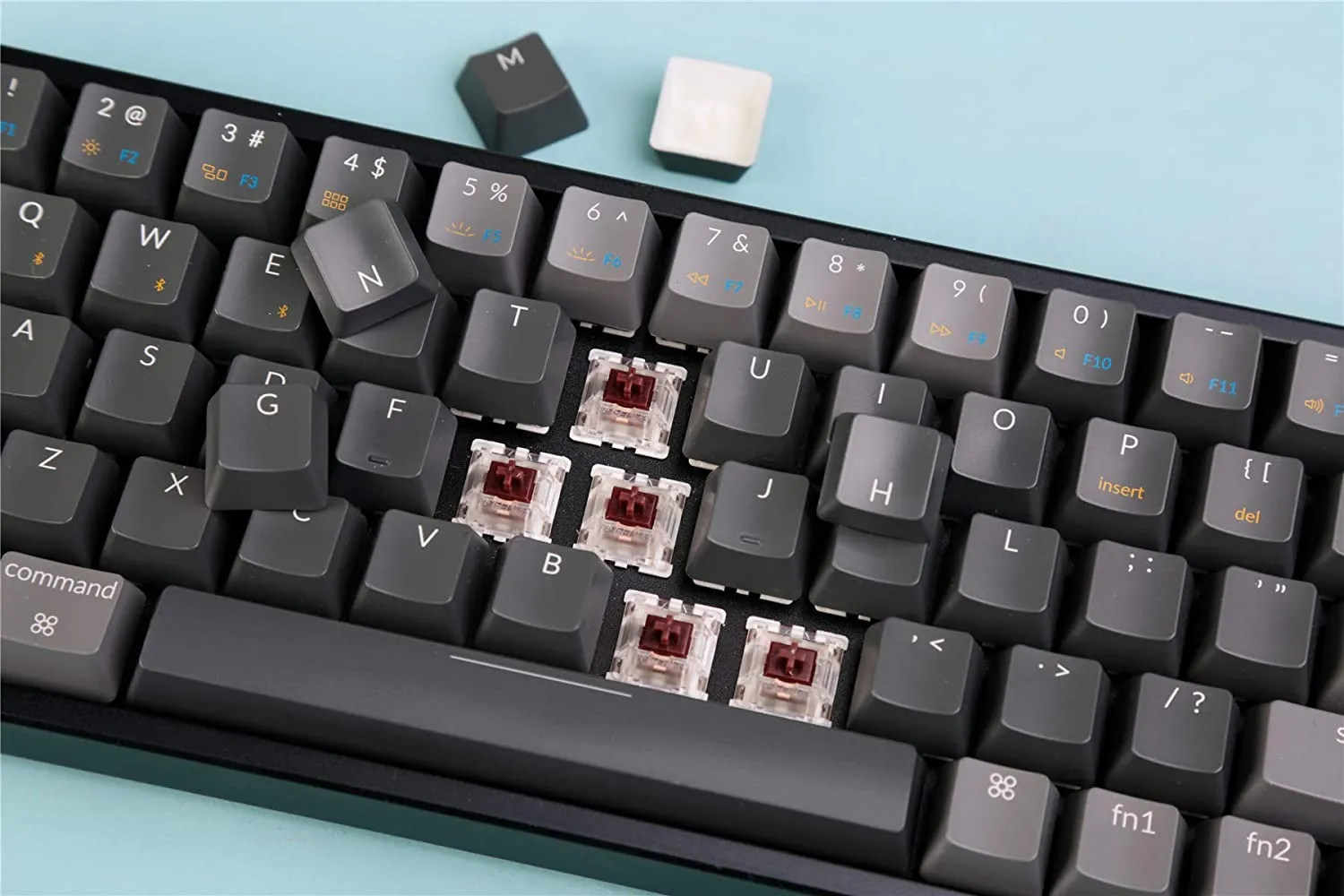 Keychron K6 68-Key Wireless Bluetooth/USB Wired Gaming Mechanical Keyboard, Compact 65% Layout RGB LED Backlit N-Key Rollover Aluminum Frame, Gateron (Brown Switch) (K6Q3)
