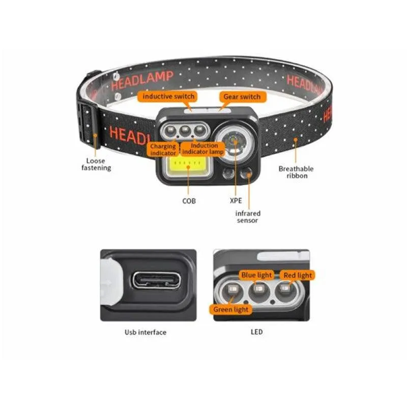 Led Cob Rgb Sensor Headlamp Ab-Z1178
