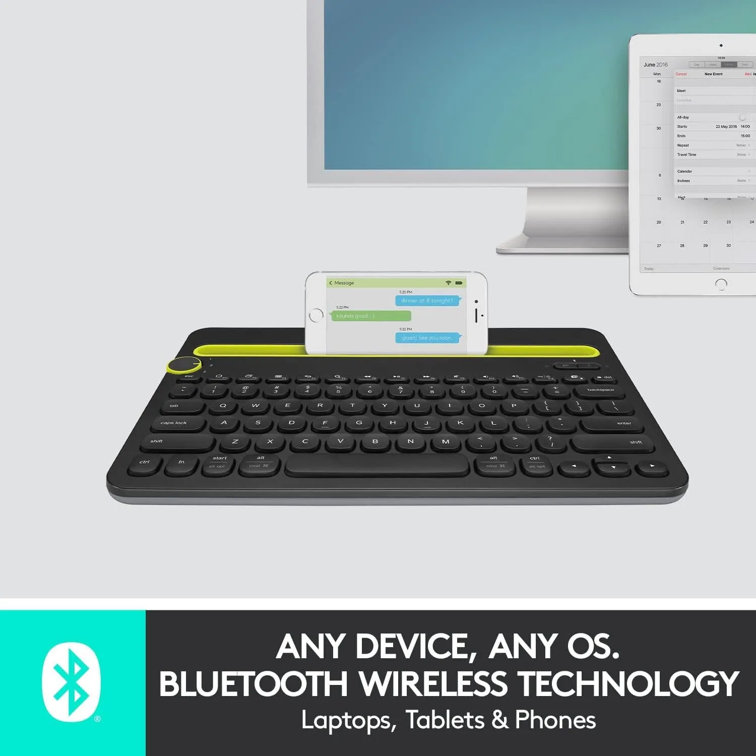 Logitech K480 Bluetooth Multi-Device Keyboard Black